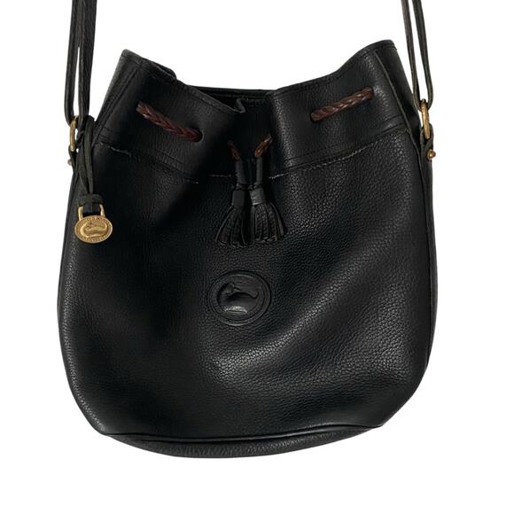 Dooney and Bourke Vintage Black Leather Pebbled Bucket Bag Purse - Picture 1 of 14